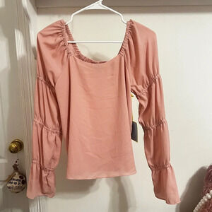 FINAL PRICE NWT Cece Dusty Rose on/off shoulder blouse with ruffled sleeves